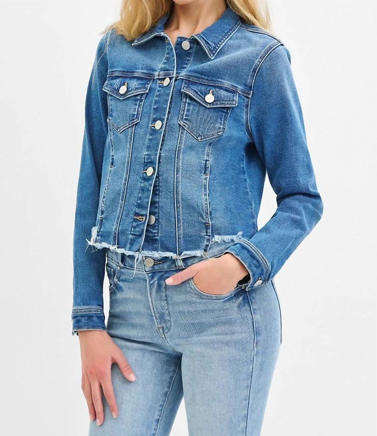 Risen - Fray Hem Western Jean Jacket