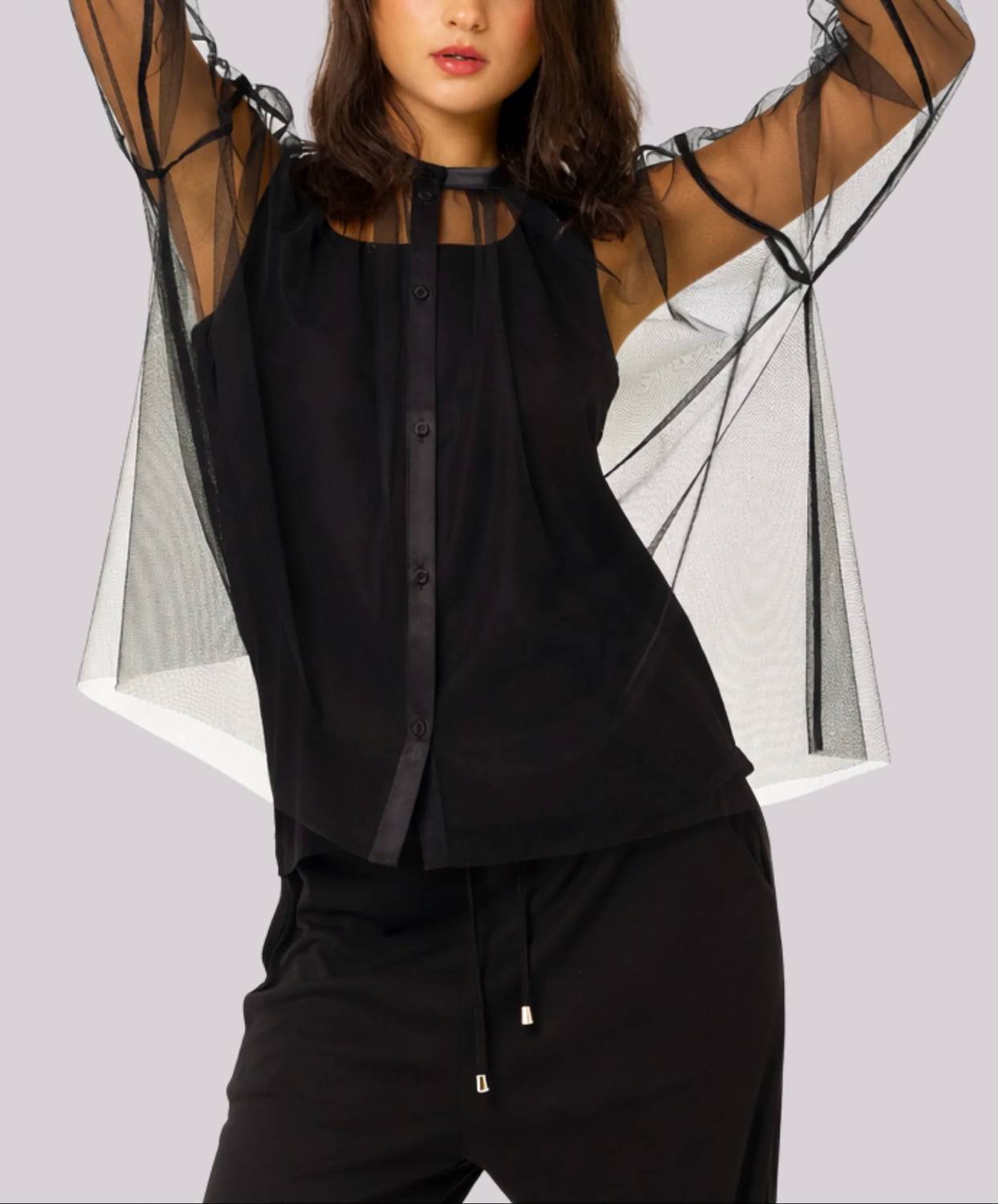 Angel Apparel - Sheer Long Sleeves Blouse