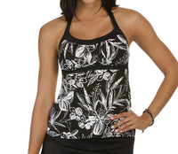 Caribbean Joe - Peaceful Plumeria Framed Peasant Tankini Top