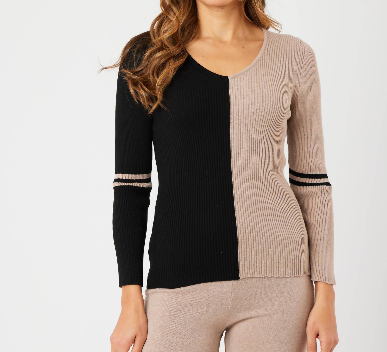 Angel Apparel - V-neck Ribbed Sweater
