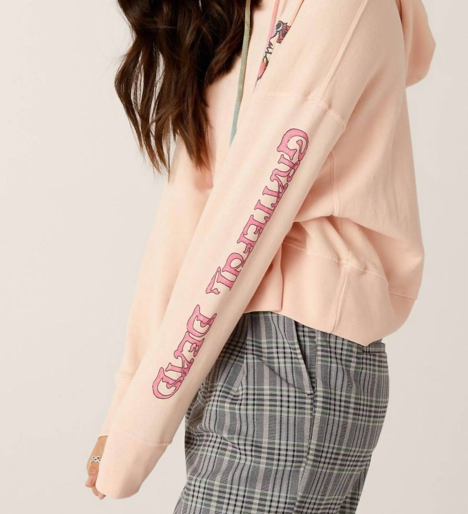DAYDREAMER GRATEFUL DEAD TIE DYE HOODIE in coral reef - women's top - alternate view