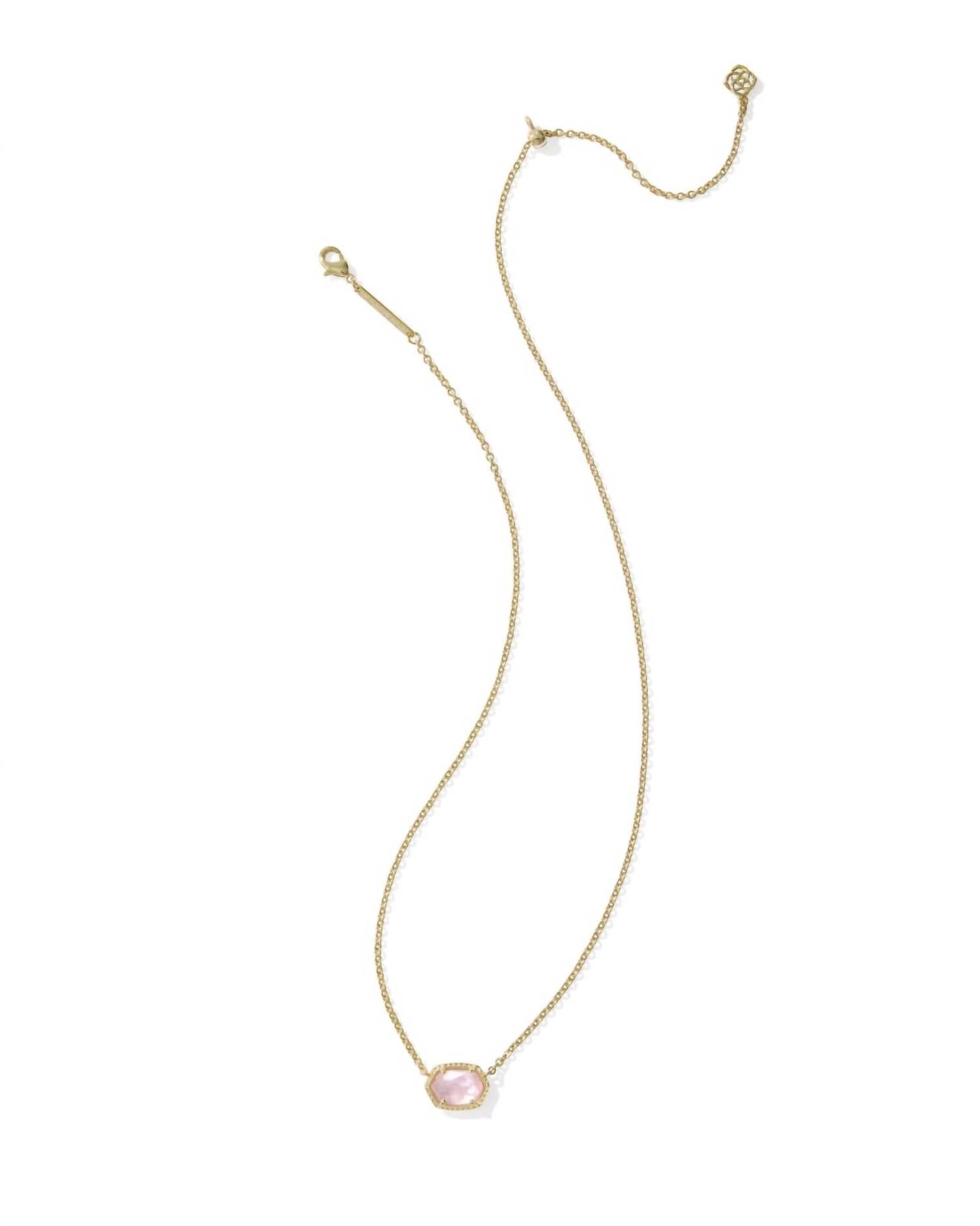 Kendra Scott Women's Daphne Frame Short Pendant Necklace in gold light pink mother of pearl - women's jewelry - detail view