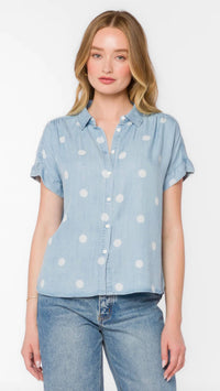 Velvet Heart - Polka Dot Shirred Shoulder Top