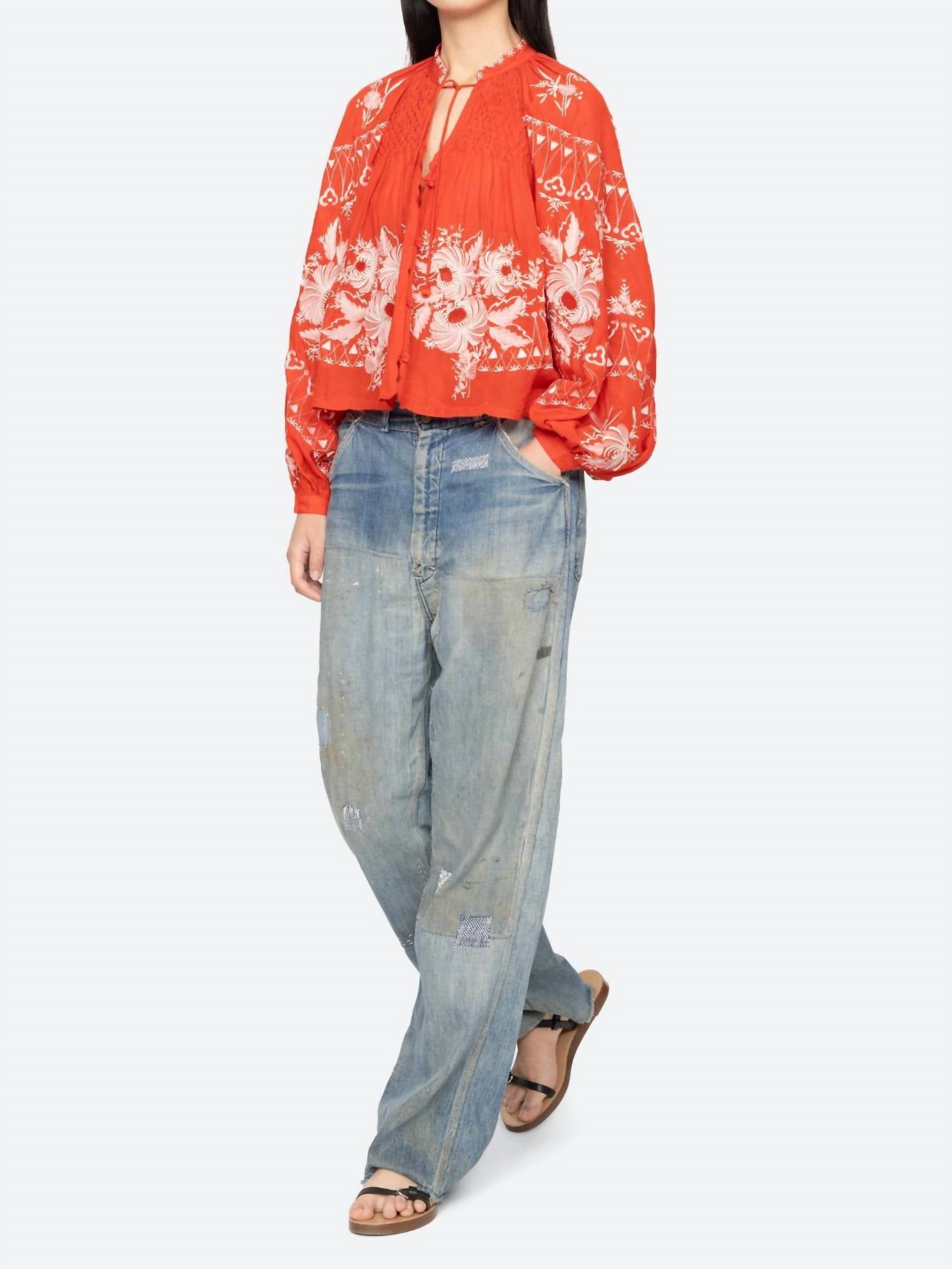 Sea - SERAFINA EMBROIDERY BLOUSE