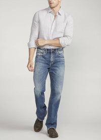 Silver Jeans Co Zac Relaxed Fit Straight Leg Jeans in medium indigo wash - men's jeans