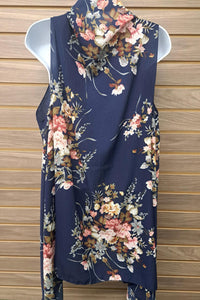 L.I.B. New York - Women's Long Flowy Floral Open Vest