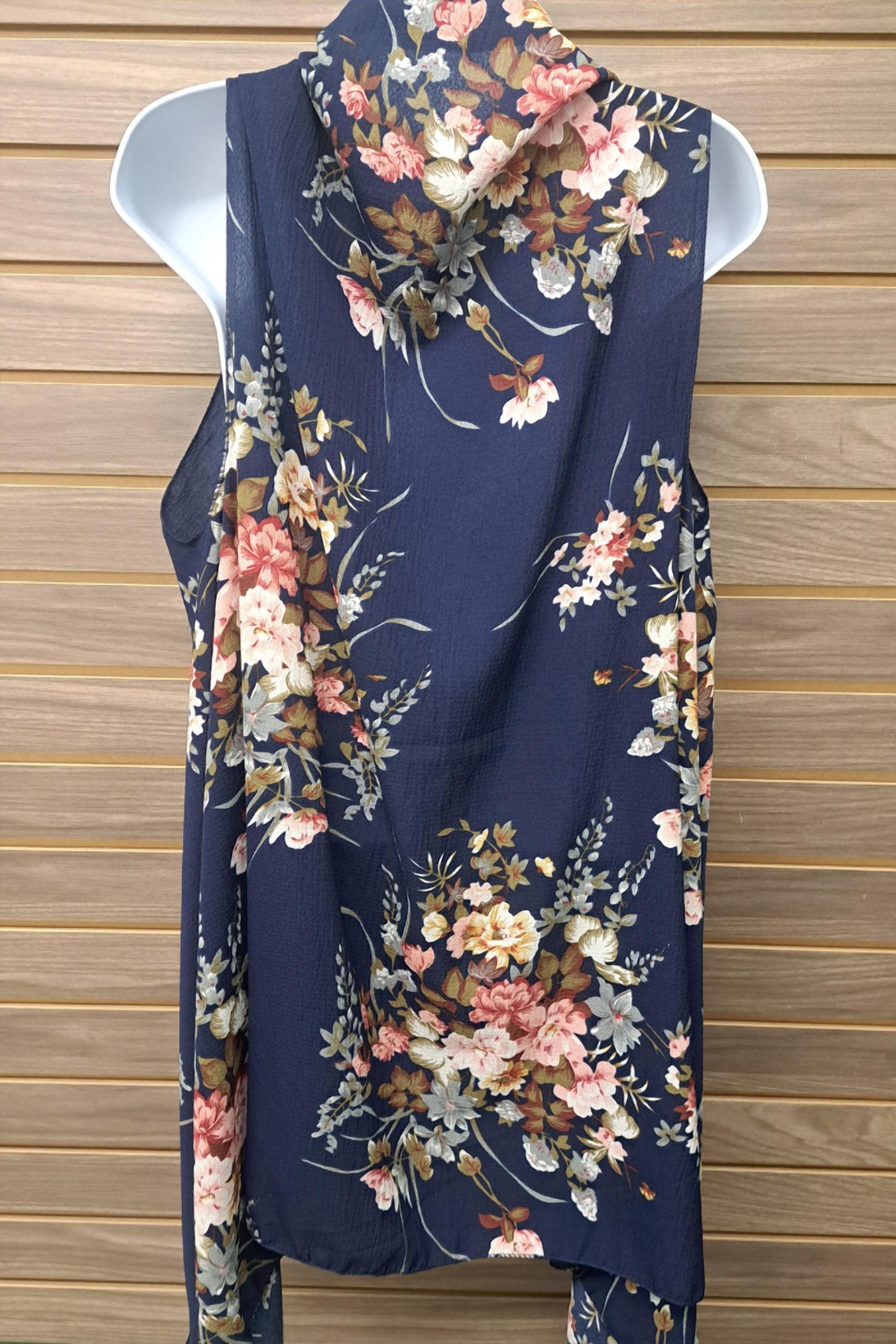 L.I.B. New York - Women's Long Flowy Floral Open Vest