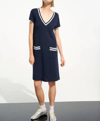 Joseph Ribkoff - Striped Rib Trim A-line Dress