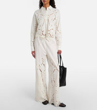 Veronica Beard Aderes Eyelet Shirt in dove - women's shirt - alternate view