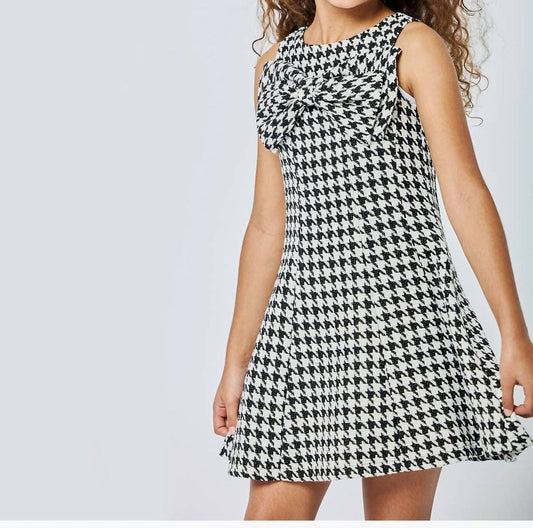 Hannah Banana - Girl's Houndstooth Bow Dress