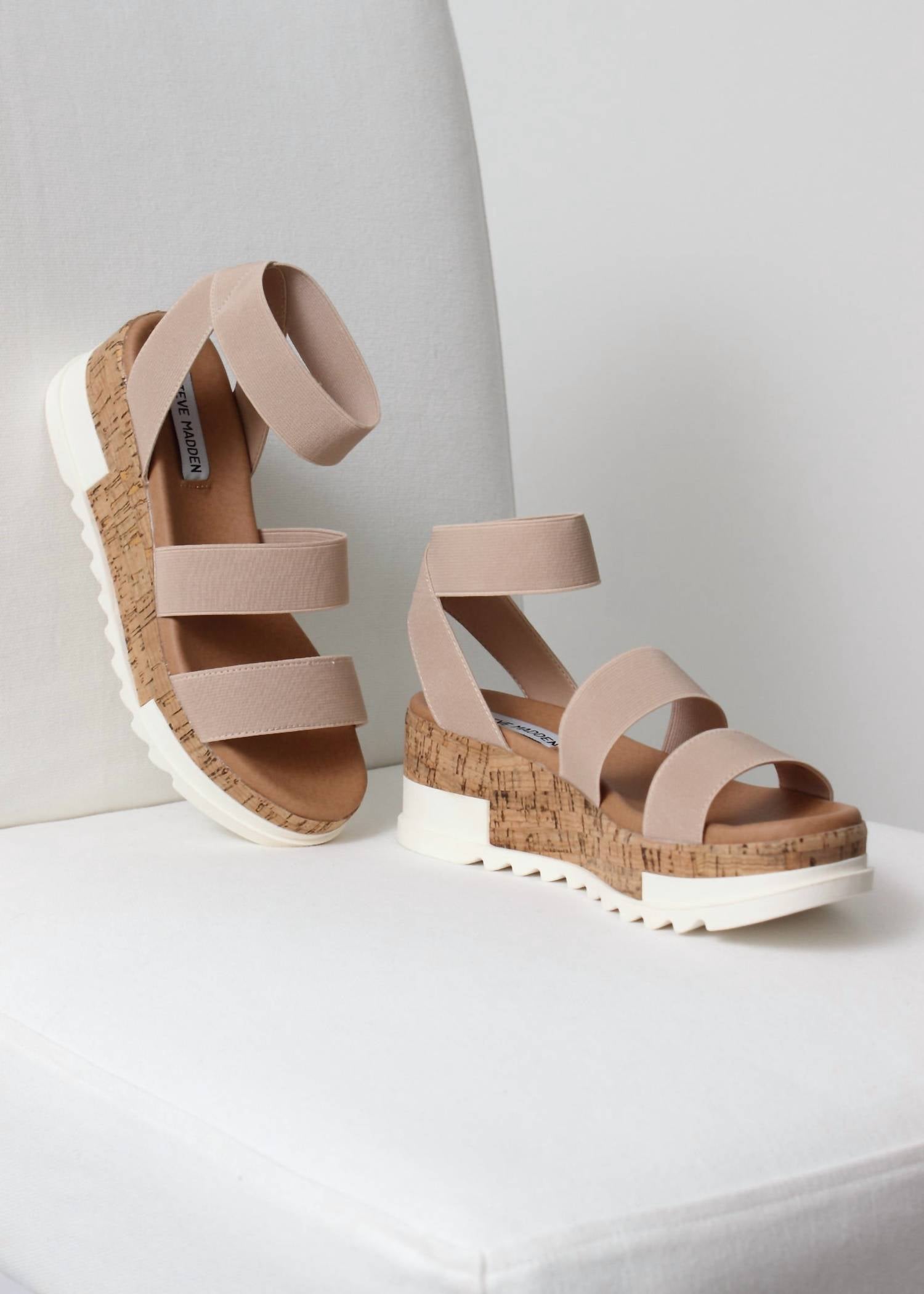 Steve Madden - Women's Elastic Strap Cork Platform Sandal