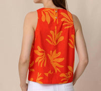 SOUTHERN TIDE Simone Leafy Luxe Printed Tank in poppy red 1 - women's tank top - alternate view