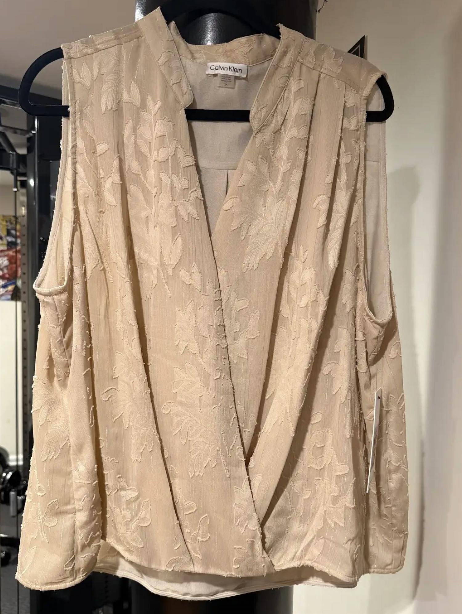 Calvin Klein - Women's Sleeveless Textured Wrap Blouse