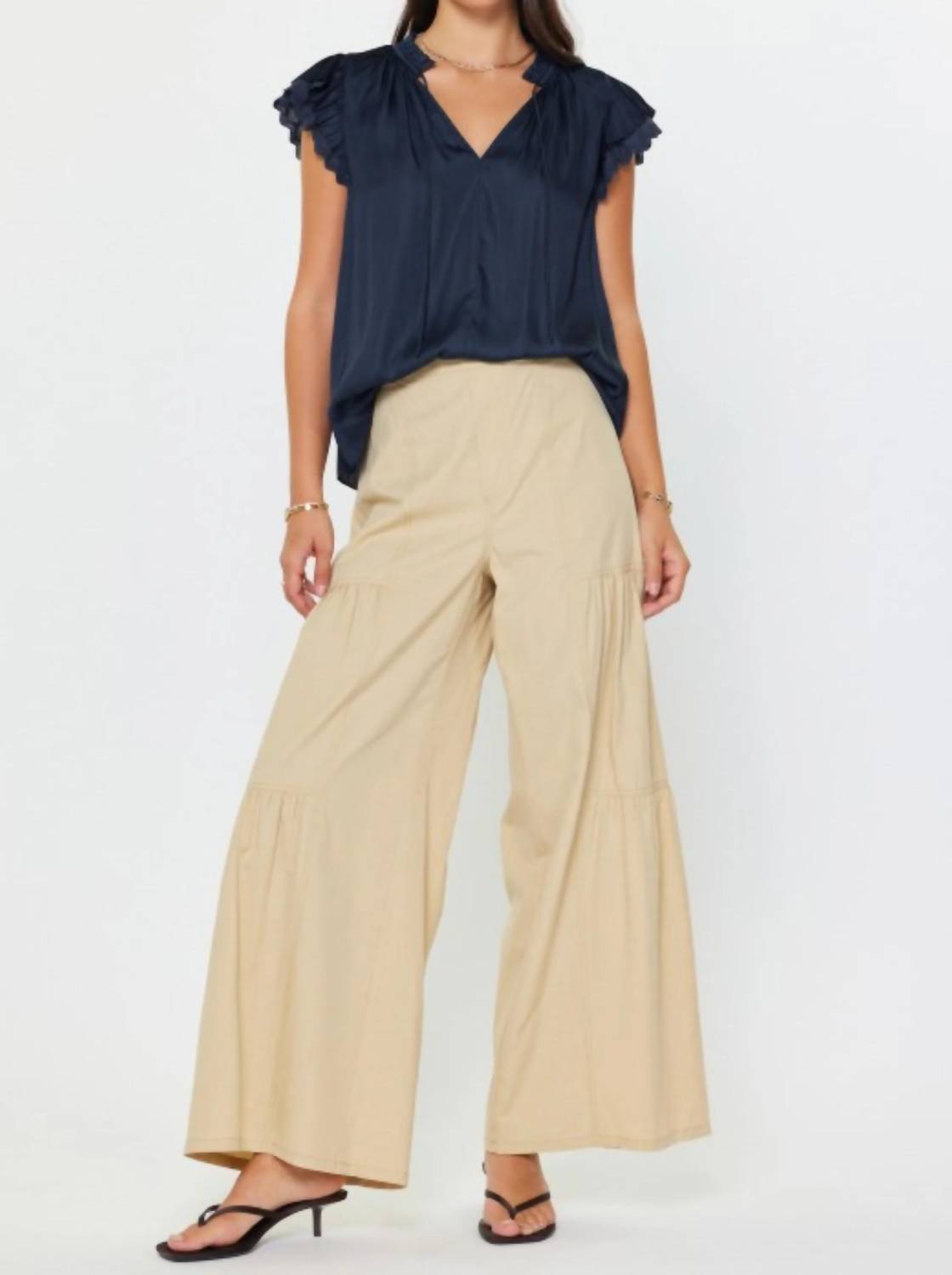 Current Air - Double Flutter Sleeve Blouse