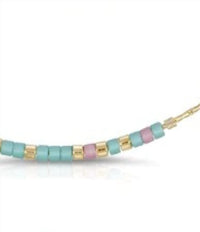 Dot & Dash Design Women's Sister Morse Code Necklace in light aqua dusty rose - women's jewelry - detail view