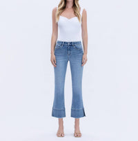 Flying Monkey - High Rise Trouser Slit Hem Kick Flare Jeans