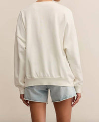 Z Supply Cheers Sunday Long Sleeve Sweatshirt in sea salt - women's top - detail view