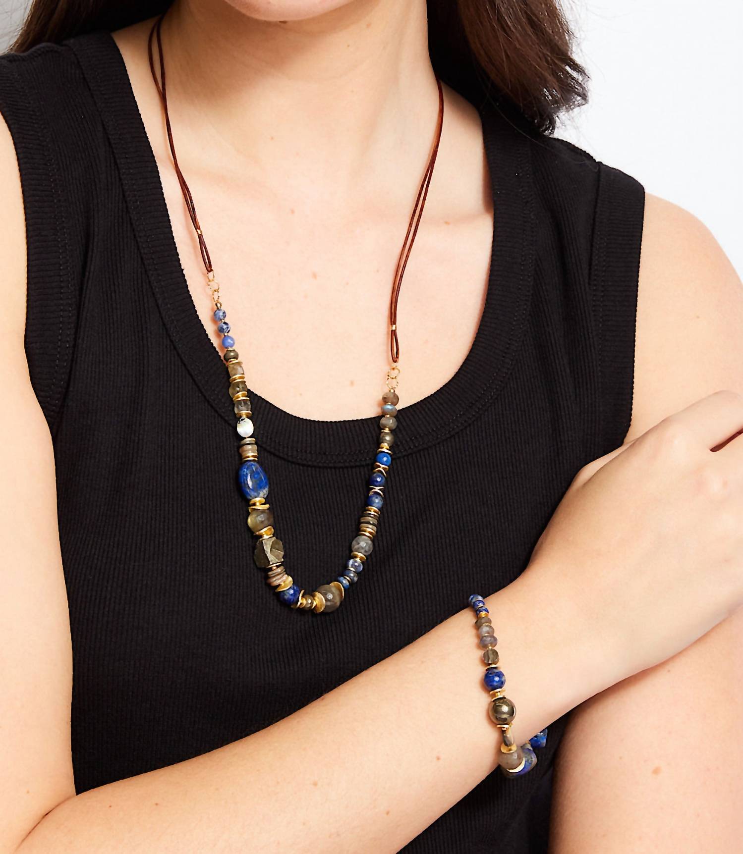 Anne Vaughan Women's Moon Shell And Gemstone Necklace in blue - women's jewelry - view 6