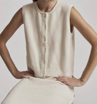 Grade & Gather - Texture Knit Buttoned Vest