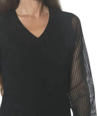 J'Envie/Eli - V-neck Sheer Sleeve Top