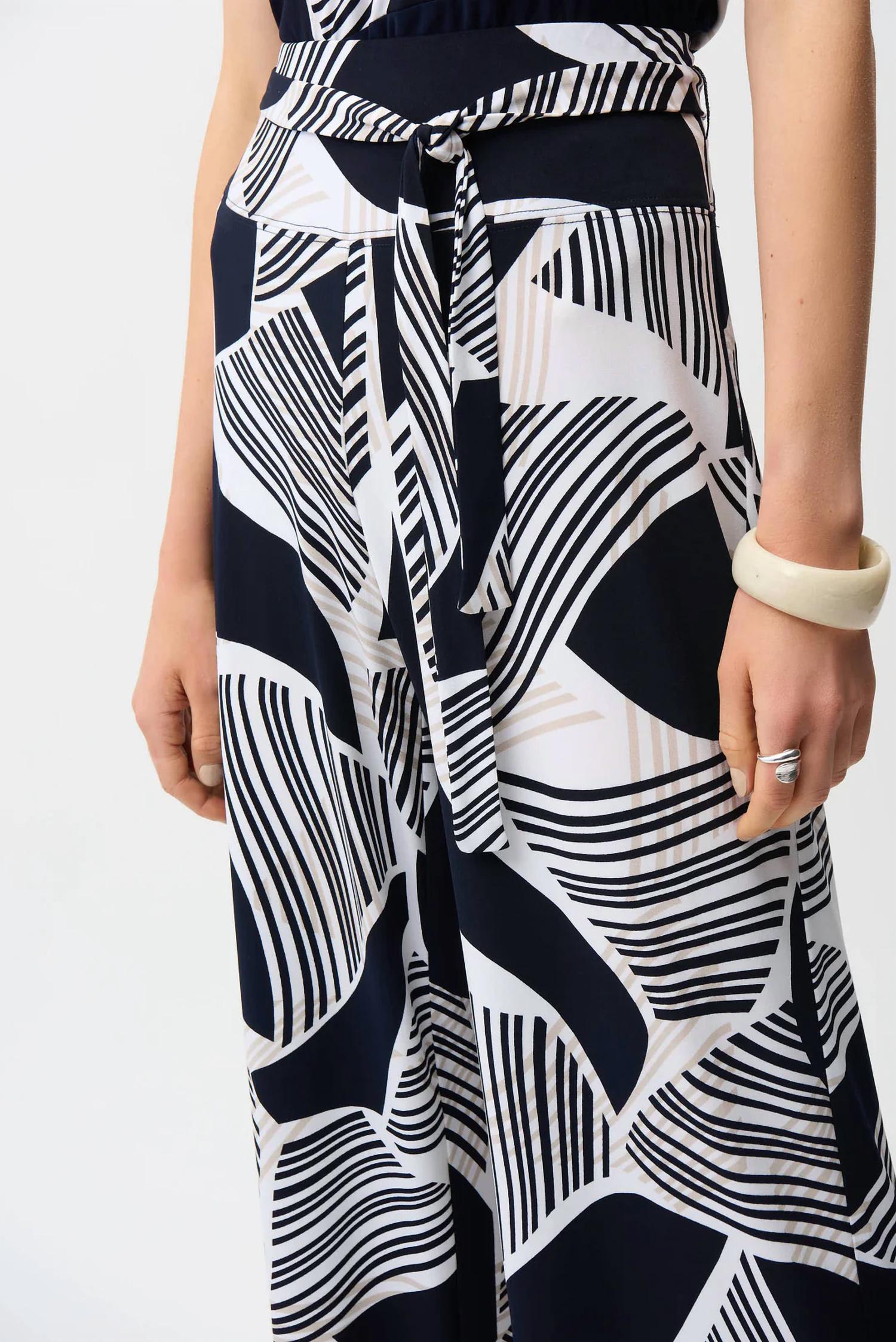 Joseph Ribkoff - Silky Knit Geometric Print Wide Leg Pull-On Pants