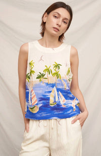 En Creme - Sleeveless Back Button Down Top