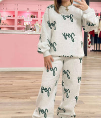 Peach Love Joy To The World Sweatpants in gray green - women's pants - alternate view