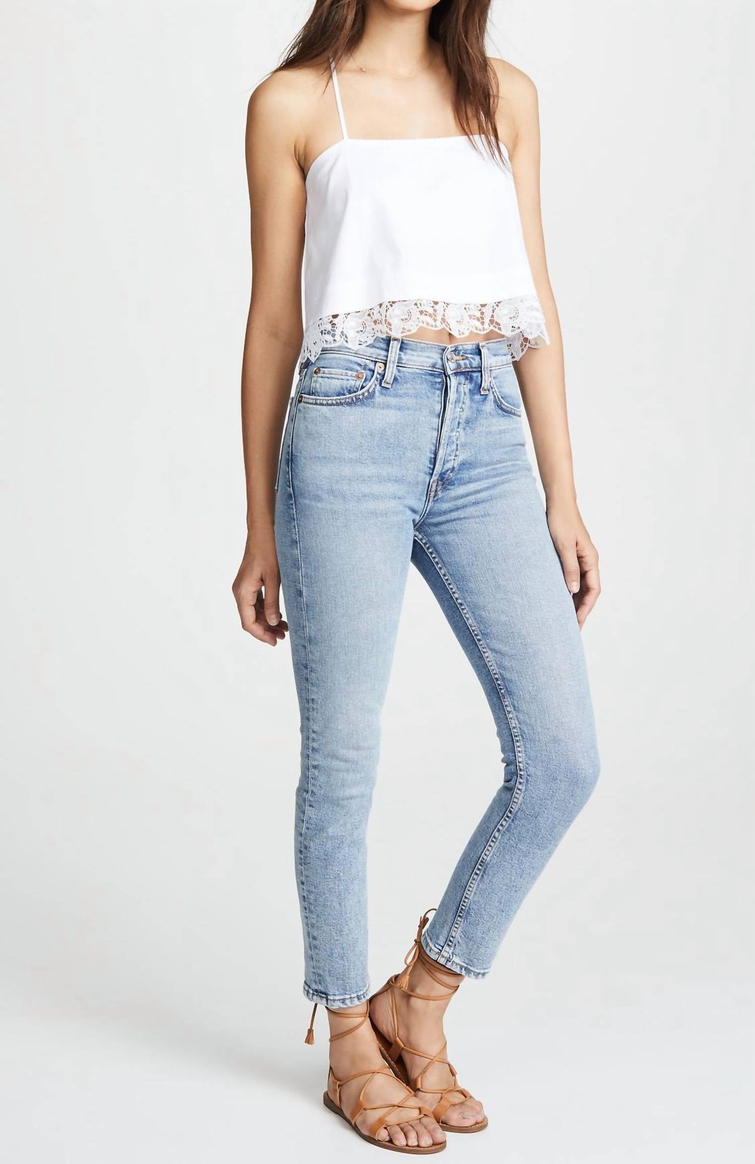 Re/Done - High Rise Ankle Crop Jeans