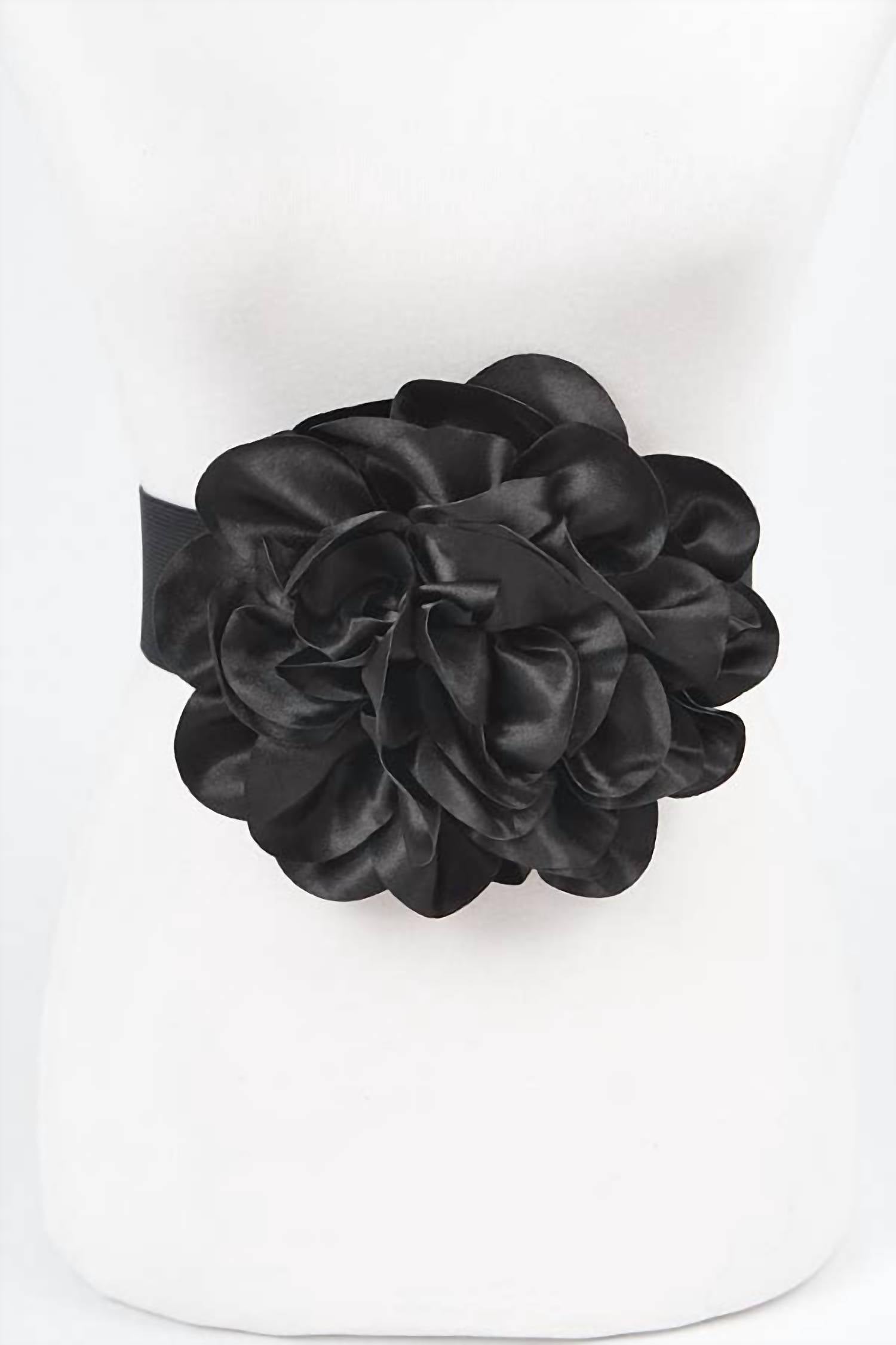 3Am By H&D Accessories - Women's Satin Big Flower Elastic Belt