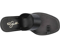 42 Gold - Eedie Single Toe Wide Strap Leather Heels