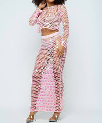 Hera Collection - Shine Bright Fishnet Crochet Top And Skirt Set