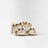 Anne Michelle - Women's Dome Stud Double Strap Heeled Sandal