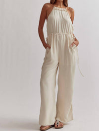Entro - Sleeveless Wide Leg Romper w/ Chainlink Straps
