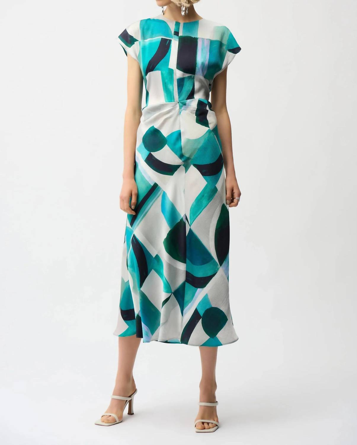 Joseph Ribkoff - Geometric Print Satin Midi Dress