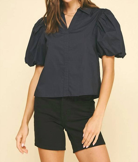 Pinch - Bubble Sleeve Blouse Top