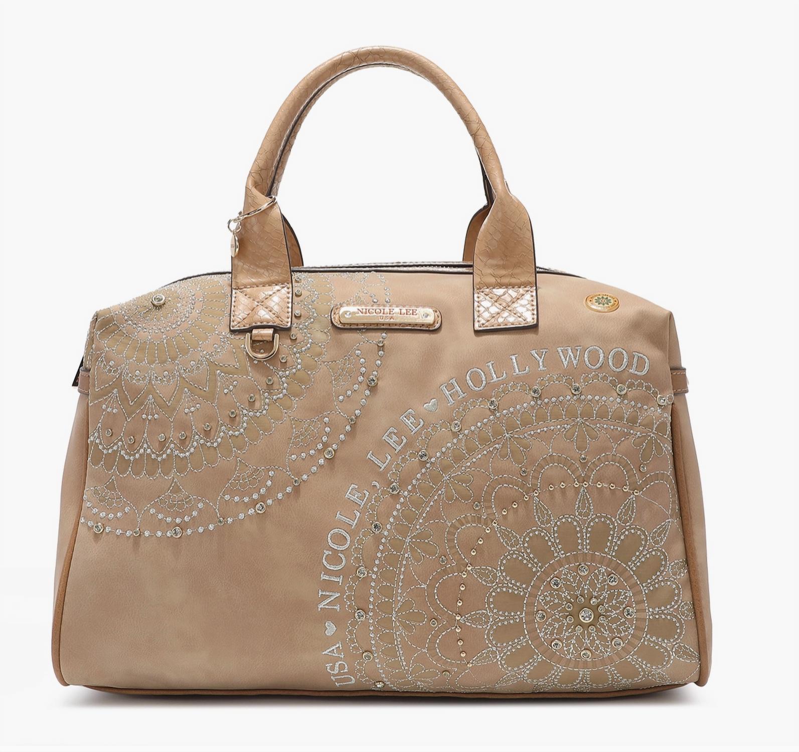 Nicole Lee Women's Josefina Boston Bag With Adjustable Strap in beige - women's bag
