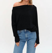 SIX/FIFTY Anywhere Sparkle Top in black - women's long sleeve top - detail view