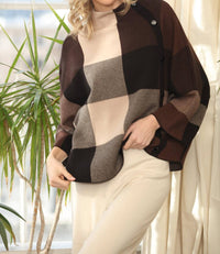 Joseph Ribkoff - Checkered Mock Neck Sweater