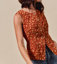 So Me - Floral Button Down Vest