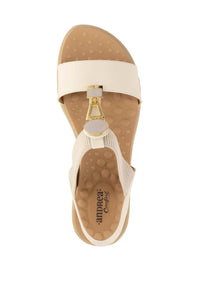 Andrea Women's T-strap Wedge Sandal in white - women's sandal - alternate view
