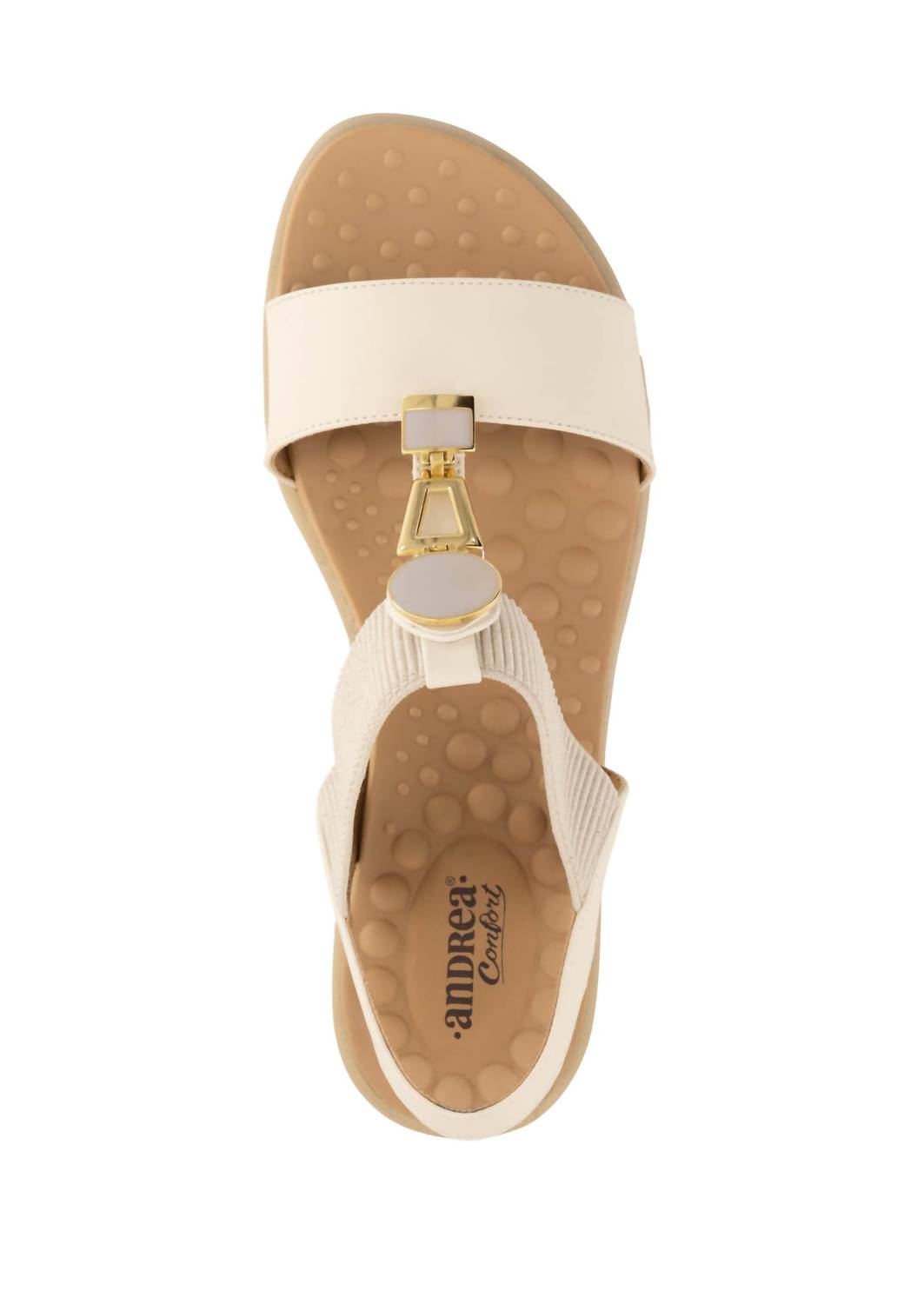Andrea Women's T-strap Wedge Sandal in white - women's sandal - alternate view