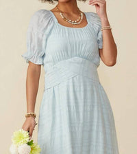 Hayden La - Textured Tie Waist Square Neck Dress