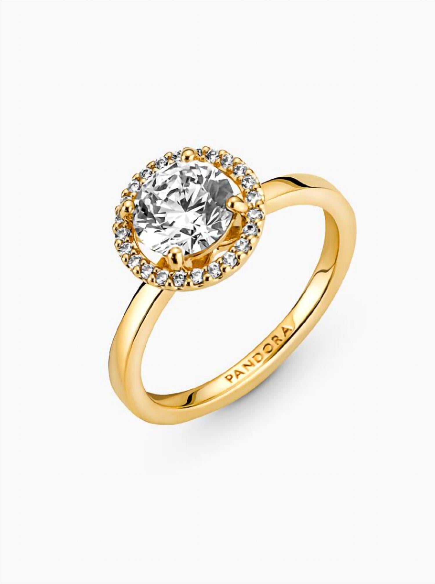 Pandora Women's Sparkling Round Halo Ring in gold - women's jewelry - view 6