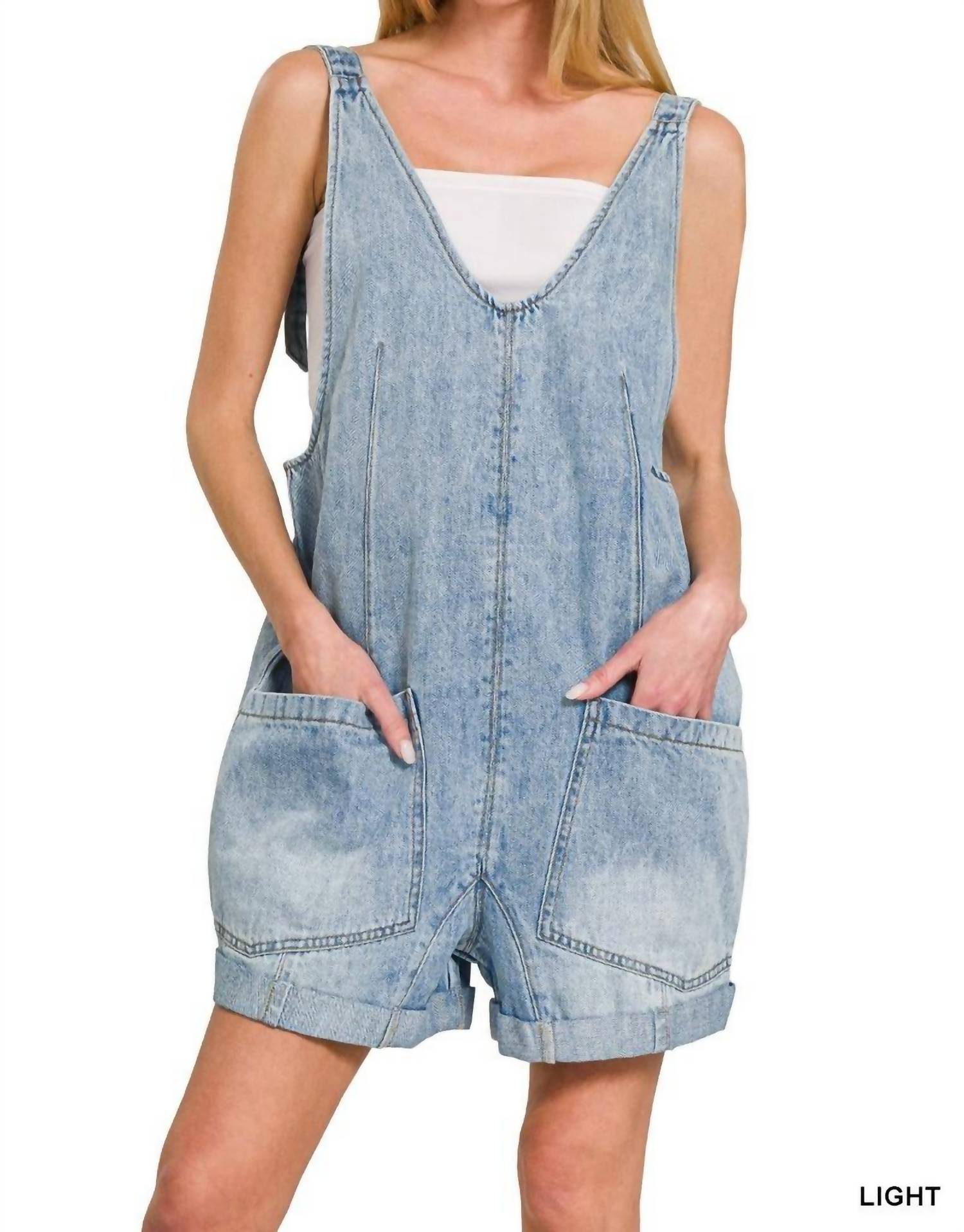 Zenana - Denim Short Overalls