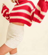 Cloud Ten - Cropped Stripe Turtleneck Sweater