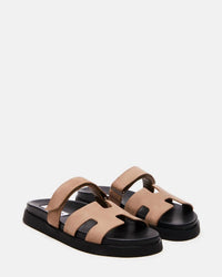 STEVE MADDEN Women's Mayven Leather Flatform Slides in mocha - women's sandal