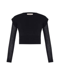 Theo The Label - Women's Nomia Sheer Sleeve Crew Neck Sweater