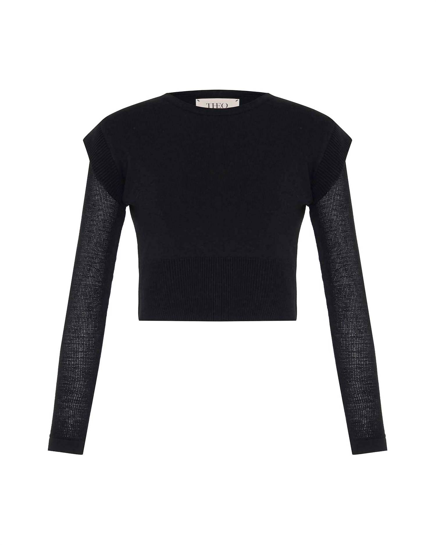 Theo The Label - Women's Nomia Sheer Sleeve Crew Neck Sweater