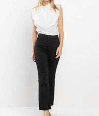 sneak peek High Rise Cropped Kick Flare Pants in black - women's pants - view 5