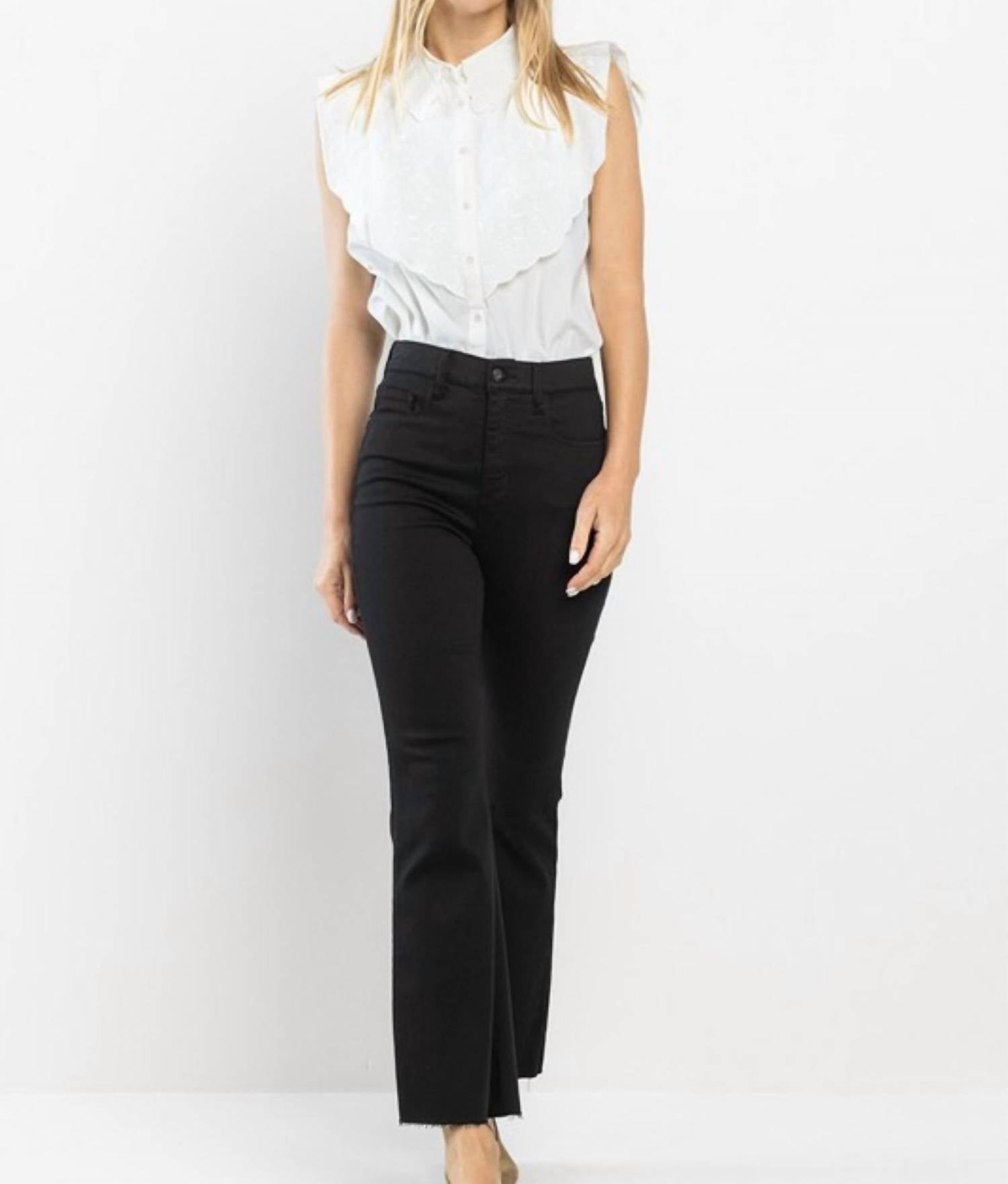 sneak peek High Rise Cropped Kick Flare Pants in black - women's pants - view 5